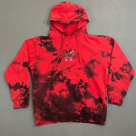 Brooklyn Projects Slipknot Tie Dye Hoodie Men's Small Red Pullover Made in USA - Picture 3 of 10